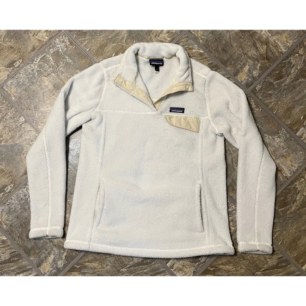 Patagonia Re-Tool Snap-T Pullover Women Large White Fleece Jacket 25442